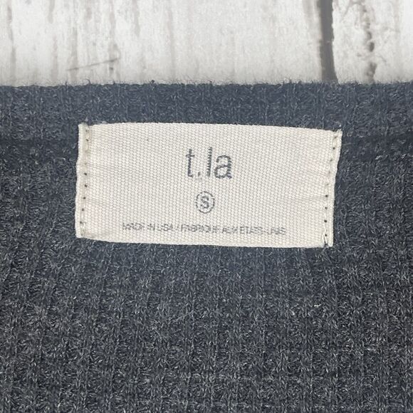t.la Anthropologie Top Women Small Gray Waffle Knit Thermal Keyhole Tunic Casual - Picture 6 of 11